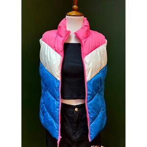 GAP Blue Pink and White Puffer Vest Women's Sie S‎